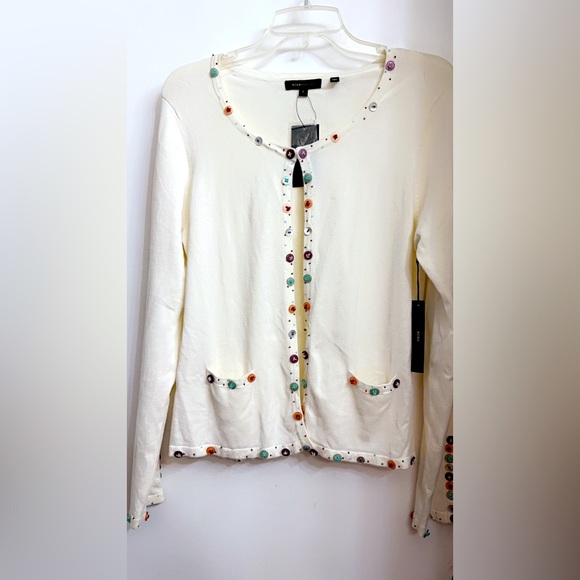 NWT BCBGMAXAZRIA RAINBOW SPANDEX CARDIGAN SWEATER FIT MEDIUM/LARGE, RETAIL $160 - Picture 4 of 7